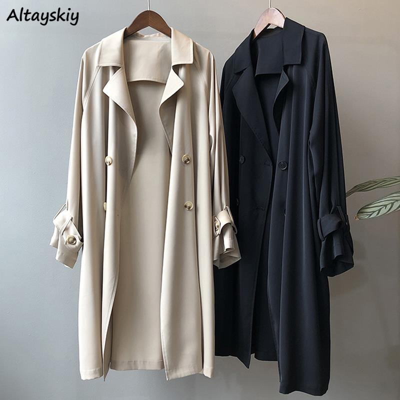 Vintage Trench Coat - 女性のためのシックで長袖のヴィンテージトレンチコート,女性のためのオフィスウェア,ヴィンテージ,原宿,すべてにマッチ,クラシック,ロングスリーブ,秋のファッション