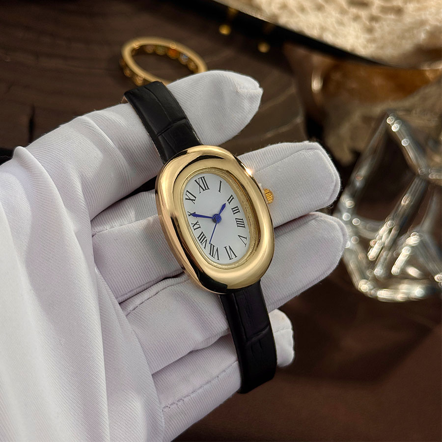 Vintage Fashion Watches - レディース 新品 オーバルバスタブ 卵型 ベルト クォーツ時計