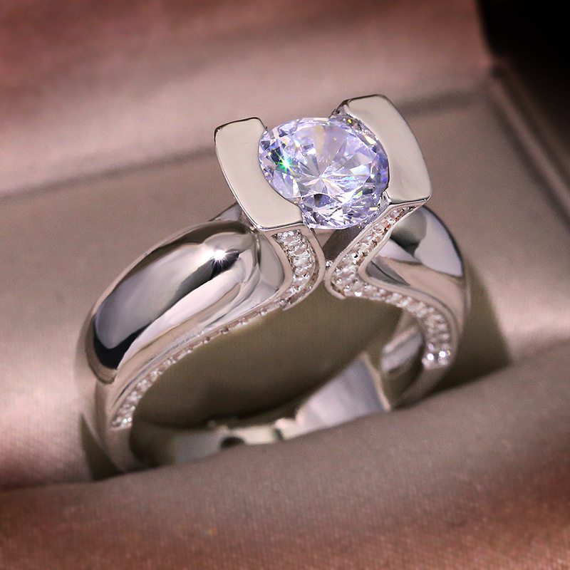 Vintage Fashion Wholesale - ヴィンテージ愛 S925 シルバーリング女性のためのビッグジルコンカラー結婚指輪クリスタル婚約ファッションステートメントジュエリー卸売