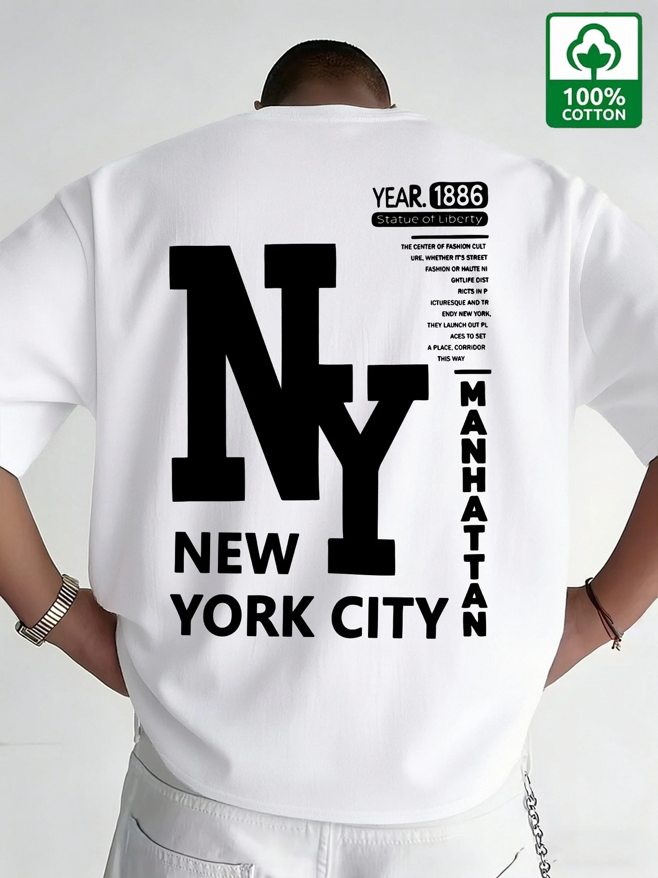 Vintage Fashion Nyc - 男性 NYC Tシャツ綿ニューヨークシティレターグラフィックプリントヴィンテージアーバンストリートウェアオーバーサイズカジュアル半袖Tシャツファッション