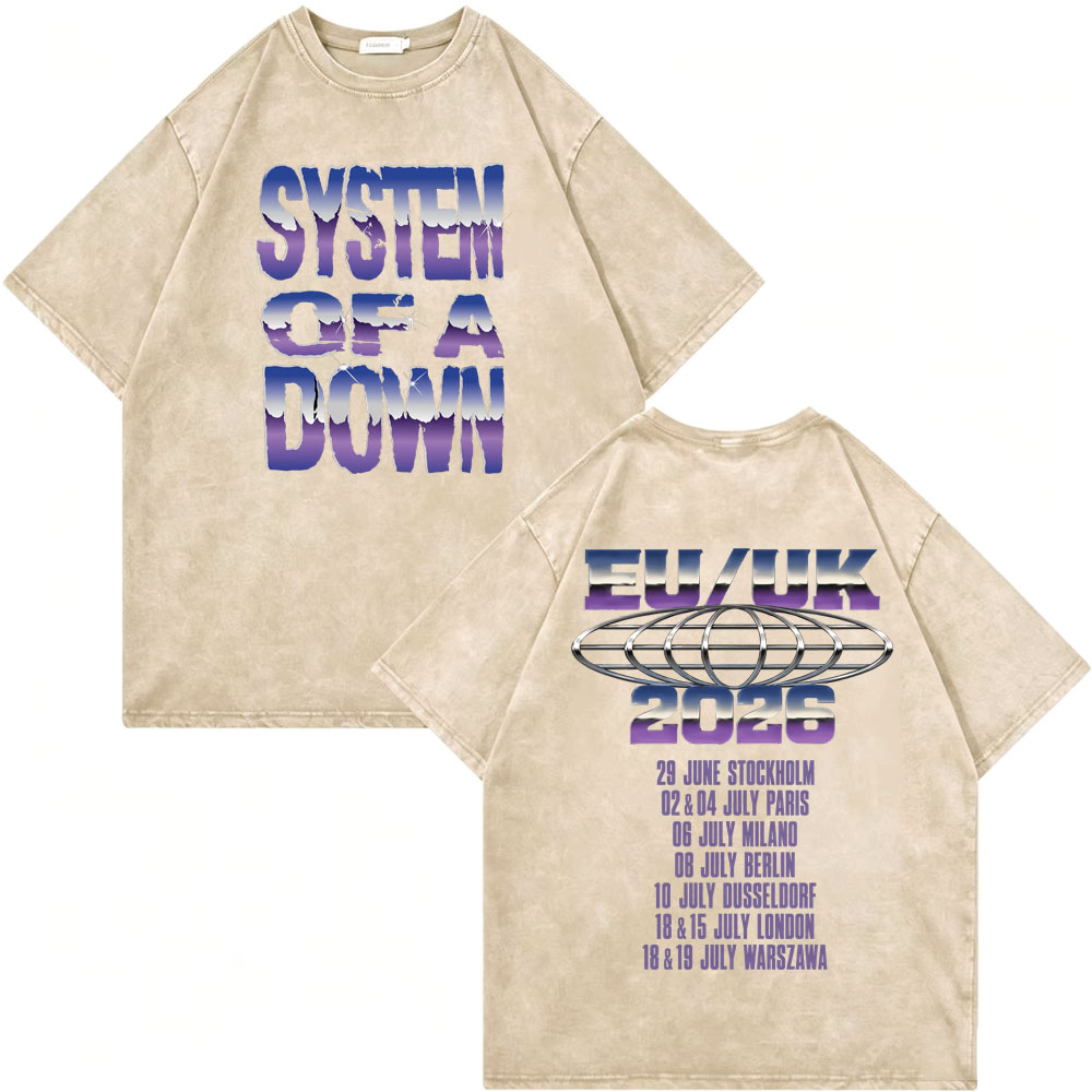 Vintage Fashion Trends 2026 - ヴィンテージウォッシュ加工 システム・オブ・ア・ダウン ツアー2026 マーチTシャツ ハイストリートファッション トレンドTシャツ