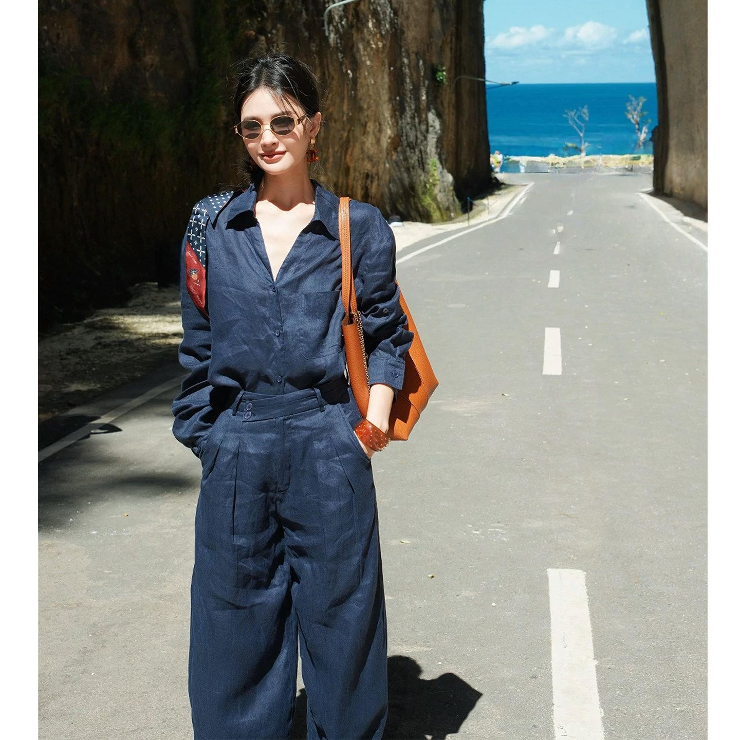 Vintage Fashion Old Money - オールドマネースタイルシャツセット（女性用）、2026年夏ヴィンテージファッション高級ワイドレッグパンツツーピースセット