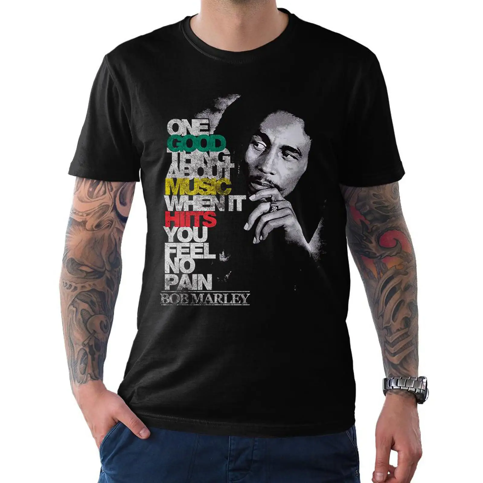 Vintage Fashion Quotes - ボブ・マーリーの名言ヴィンテージTシャツメンズ＆レディースサイズヴィンテージウォッシュ加工通気性のあるスタイリッシュなファッションデザイナー服グラフィック