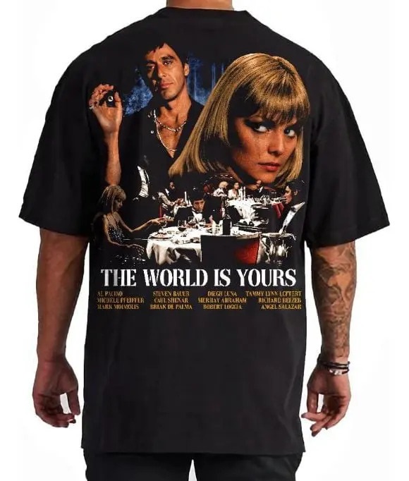 Vintage Fashion Collage - 2026年夏ファッション新作メンズレトロギャング映画コラージュグラフィックヴィンテージウォッシュドTシャツ、オーバーサイズコットンストリートウェアTシャツ