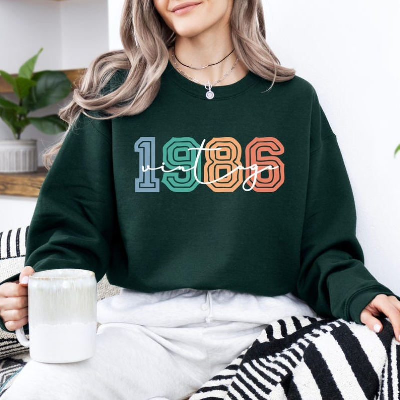 Vintage Fashion Retro Outfit - ヴィンテージ 1986 40 歳の誕生日冬ファッションスウェットシャツレトロ誕生番号マッチングパーカー 40 歳の衣装