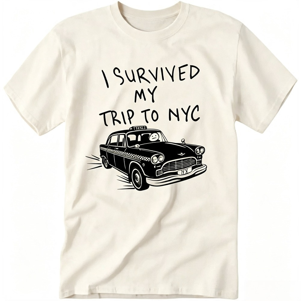 Vintage Fashion Nyc - ニューヨークへの旅を生き延びた私は、ヴィンテージ風黄色のタクシーグラフィックTシャツ、メンズコットン製クルーネック、ニューヨークシティ旅行ストリートウェアTシャツ、ギフトに最適です。