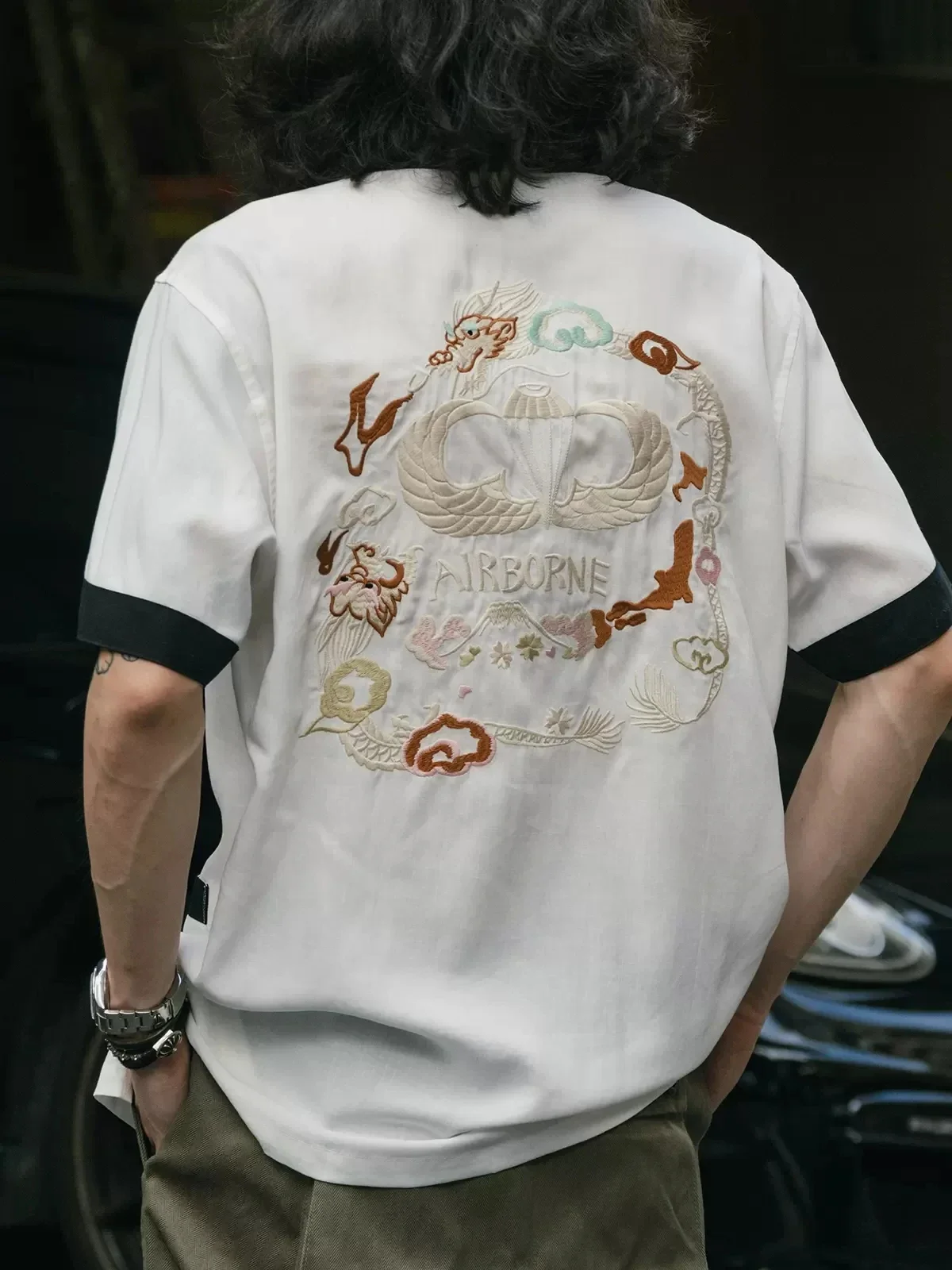 メンズ軽量ボウリングシャツ,ヴィンテージ刺embroider - Bowling Shirt Camp のレビューと価格