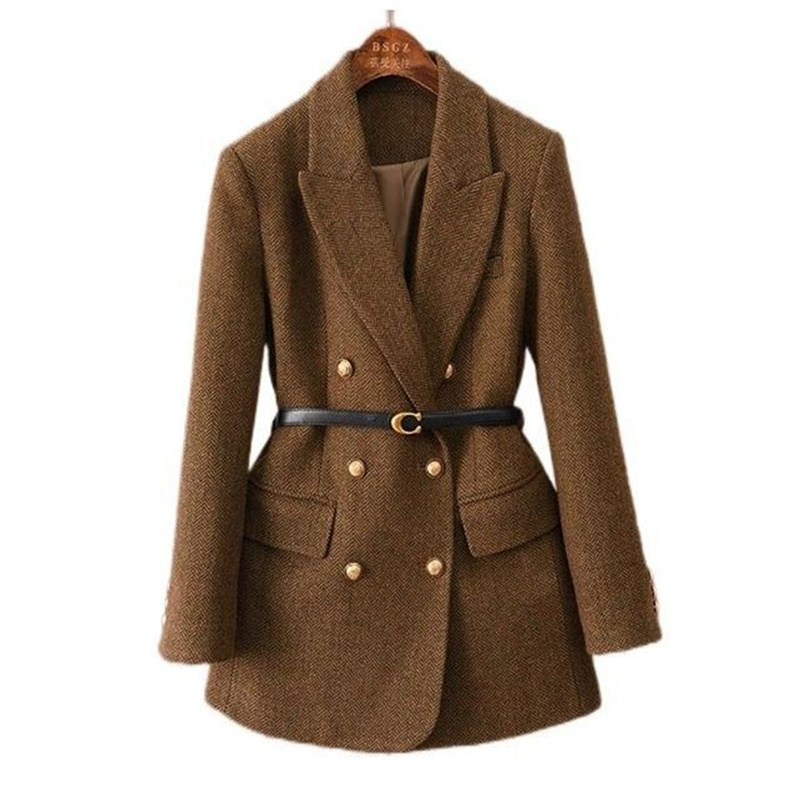 ヴィンテージベルト付きウールジャケット女性のための秋と冬 2 - Vintage Trench Coat のレビューと価格