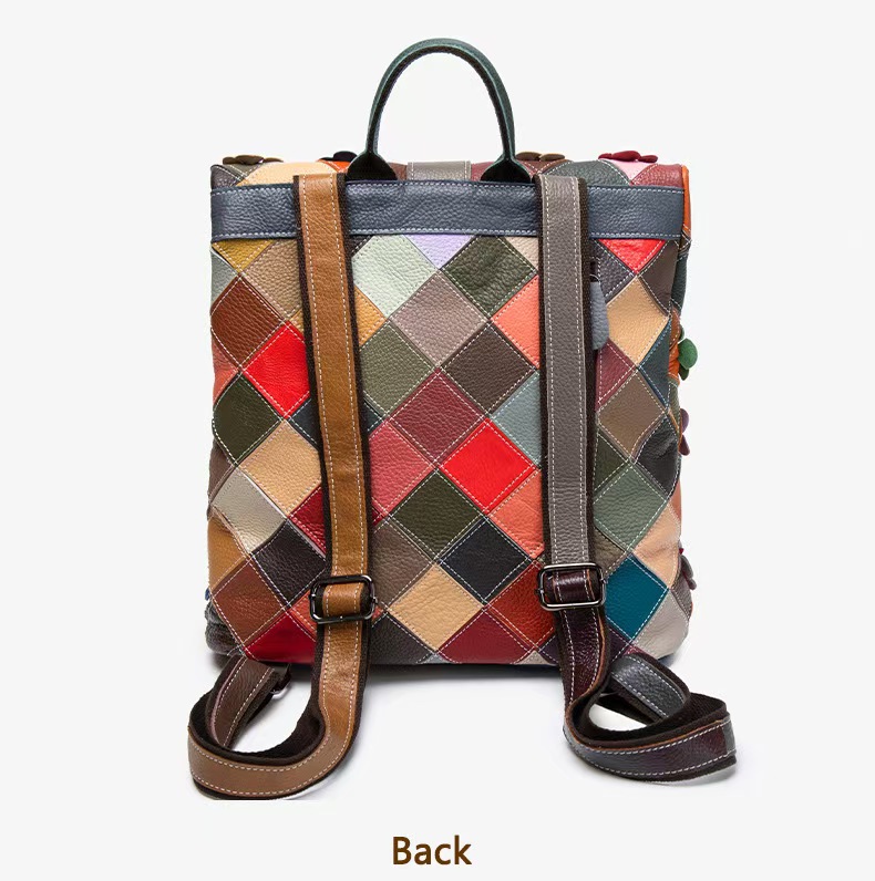 ヴィンテージ女性本革バックパックフラワーリアル牛革ショルダー - Vintage Women Fashion のレビューと価格