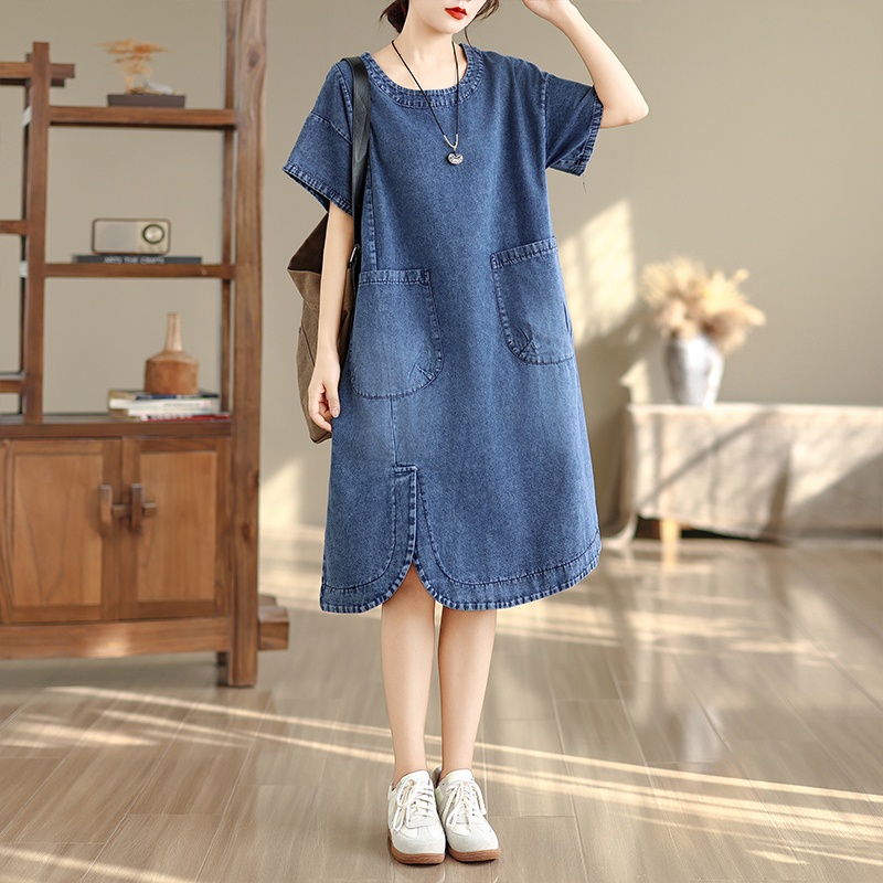 ハイエンドプラスサイズミディ丈ワンピース ヴィンテージデニム - Denim Skirt Midi Vintage のレビューと価格