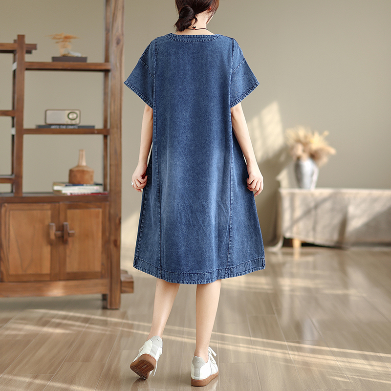 ハイエンドプラスサイズミディ丈ワンピース ヴィンテージデニム - Denim Skirt Midi Vintage のレビューと価格