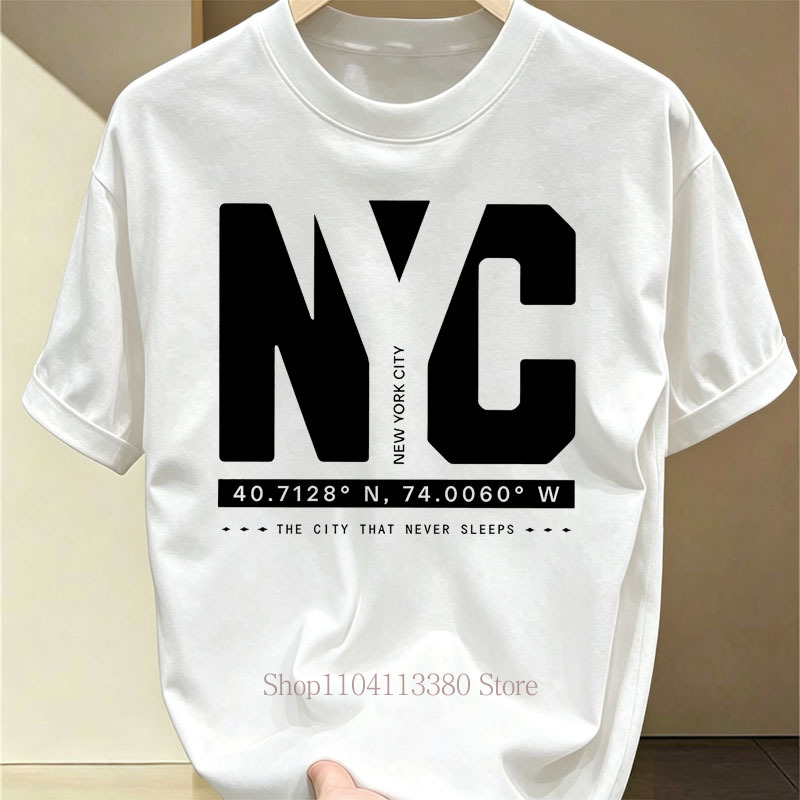 ニューヨークグラフィックプリント Tシャツ男性用夏カジュアル - Vintage Fashion Nyc のレビューと価格