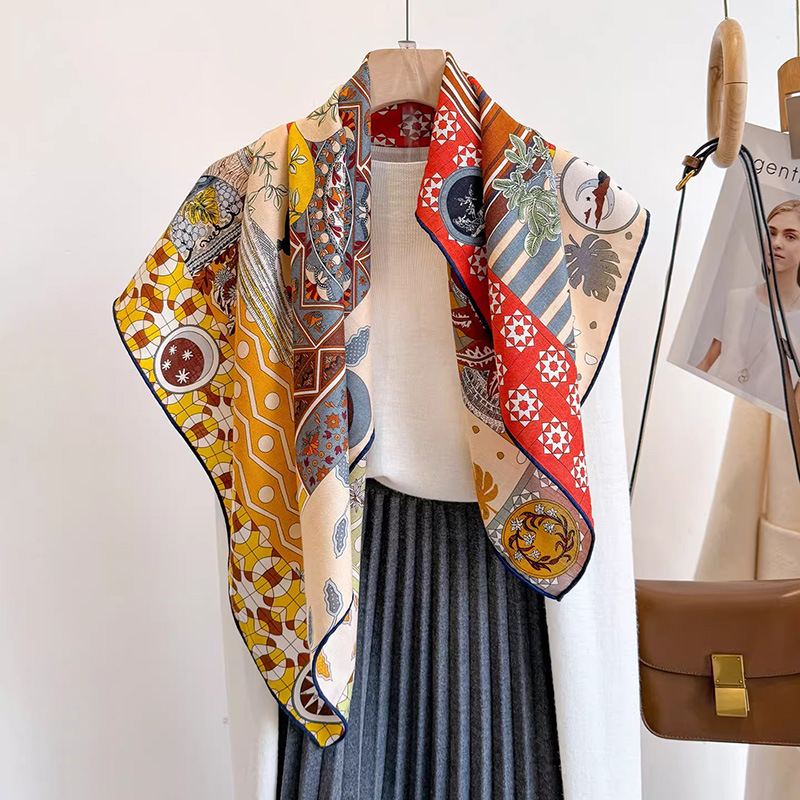 30% マルベリーシルク 70% ウールスカーフ 90x90 - Vintage Fashion Collage のレビューと価格