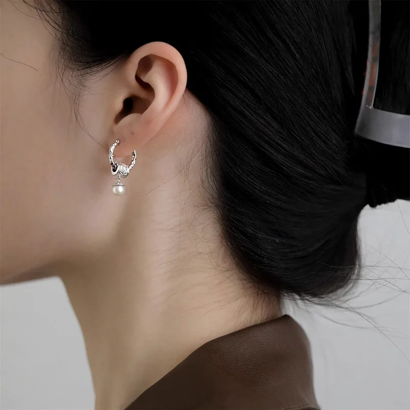 新しいトレンディな 925 シルバードロップイヤリングフープ - Vintage Fashion Wholesale のレビューと価格