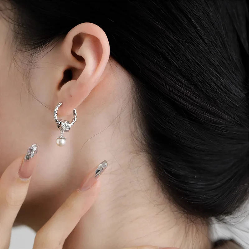 新しいトレンディな 925 シルバードロップイヤリングフープ - Vintage Fashion Wholesale のレビューと価格