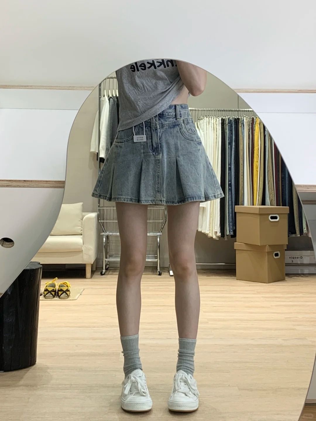 レディースハイウエストデニムプリーツスカートヴィンテージウォ - Vintage Fashion Jeans のレビューと価格