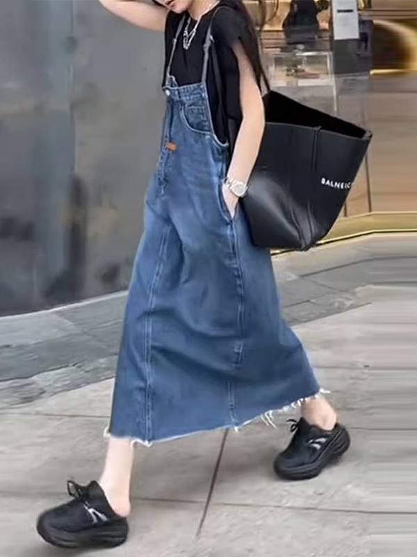 ヴィンテージアメリカンデニムオーバーオールワンピース レディ - Denim Skirt Midi Vintage のレビューと価格