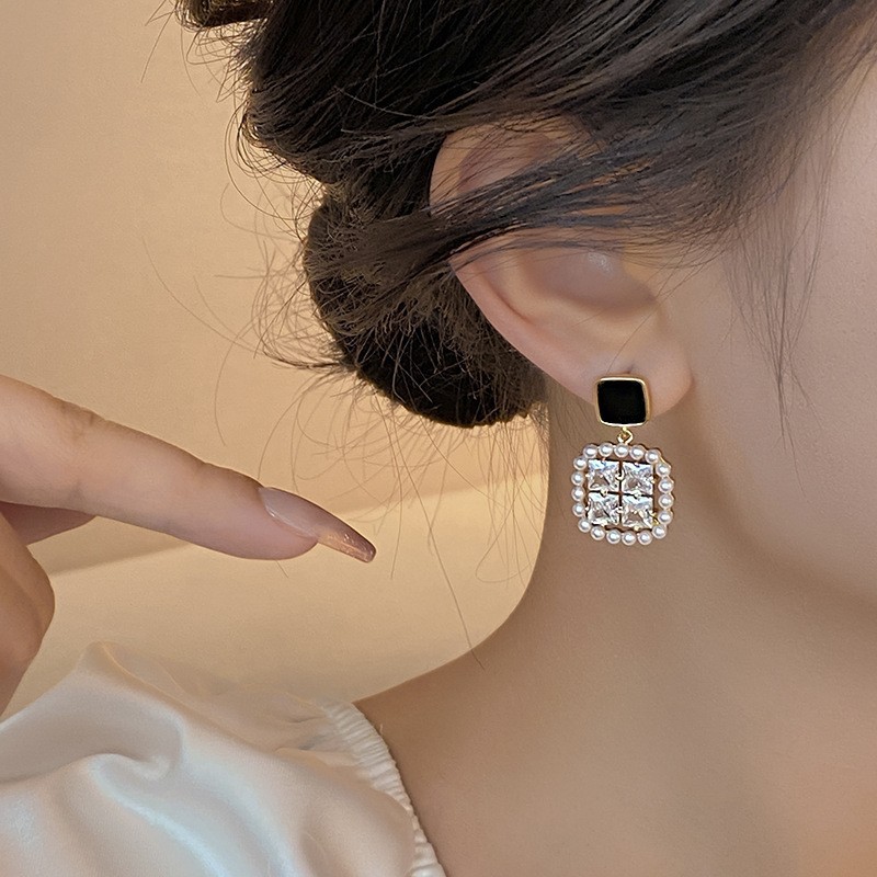 925シルバーニードル韓国ファッションスクエアパールドロップ - Vintage Fashion Trends 2026 のレビューと価格