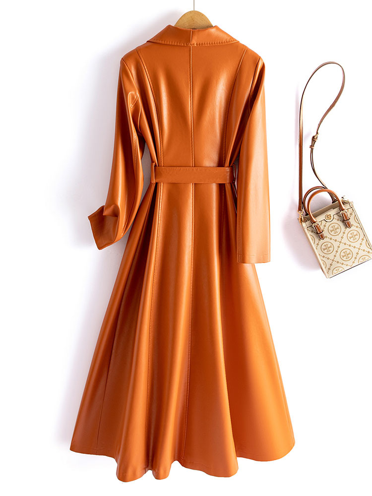 女性用シープスキンロングトレンチコート、リアルレザージャケッ - Vintage Trench Coat のレビューと価格