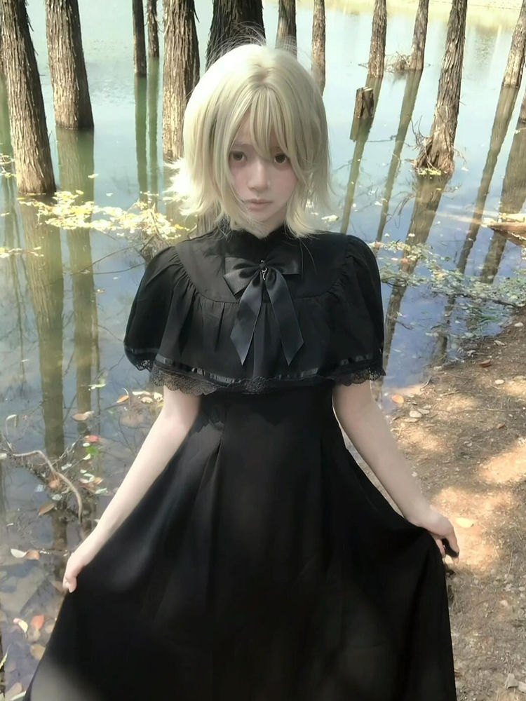 ゴシック原宿スリムレースレトロドレス女性ハイストリートヴィン - Vintage Fashion Retro Outfit のレビューと価格