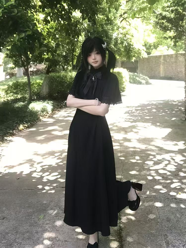 ゴシック原宿スリムレースレトロドレス女性ハイストリートヴィン - Vintage Fashion Retro Outfit のレビューと価格