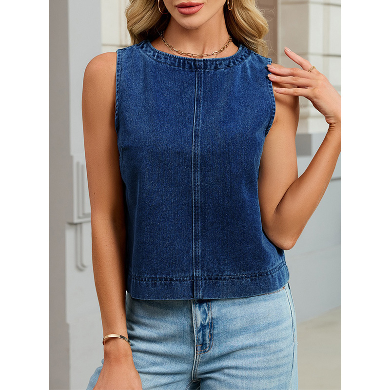 Benuynffy カジュアルラウンドネックデニムベスト女性 - Vintage Fashion Jeans のレビューと価格