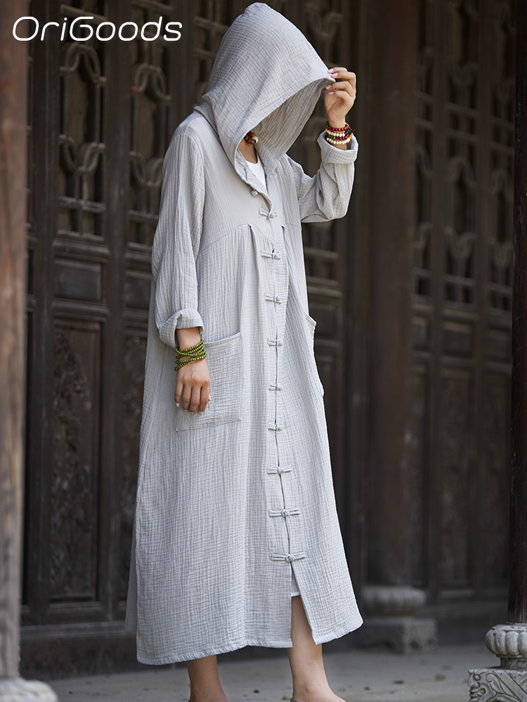 OriGoods 女性フード付きロングコート綿春夏オーバーコ - Vintage Trench Coat のレビューと価格