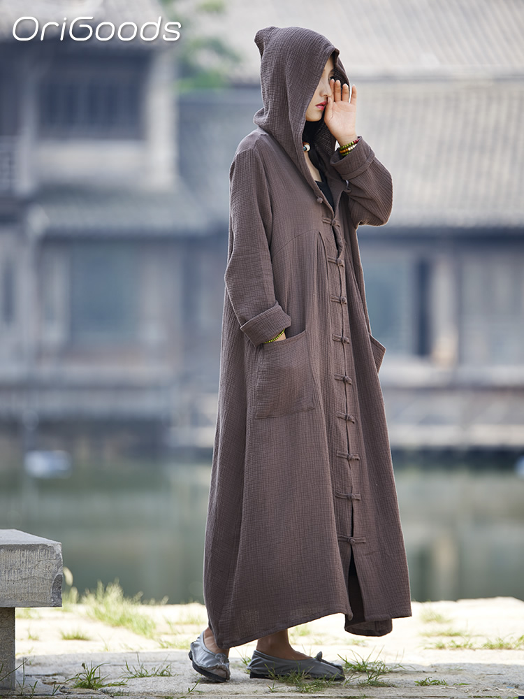 OriGoods 女性フード付きロングコート綿春夏オーバーコ - Vintage Trench Coat のレビューと価格