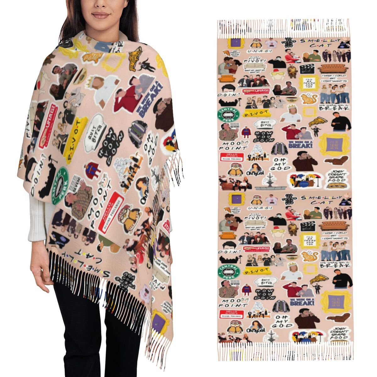 ヴィンテージフレンズテレビ番組シンボルコラージュスカーフタッ - Vintage Fashion Collage のレビューと価格