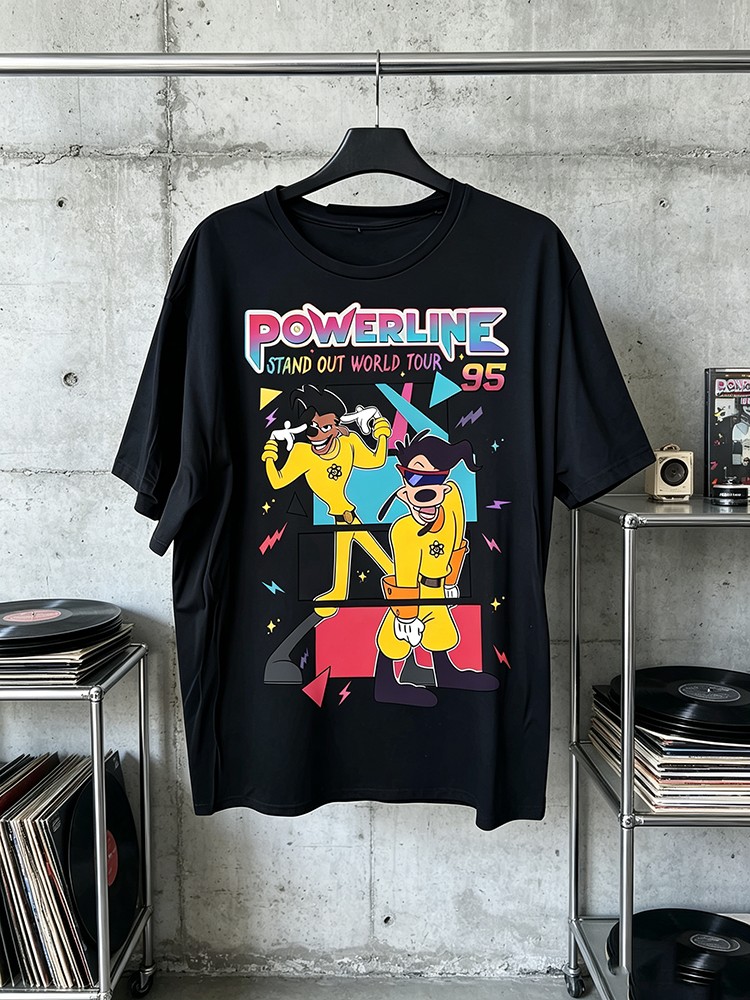 メンズTシャツ パワーライン スタンドアウト ワールドツアー - Vintage Fashion Retro Outfit のレビューと価格
