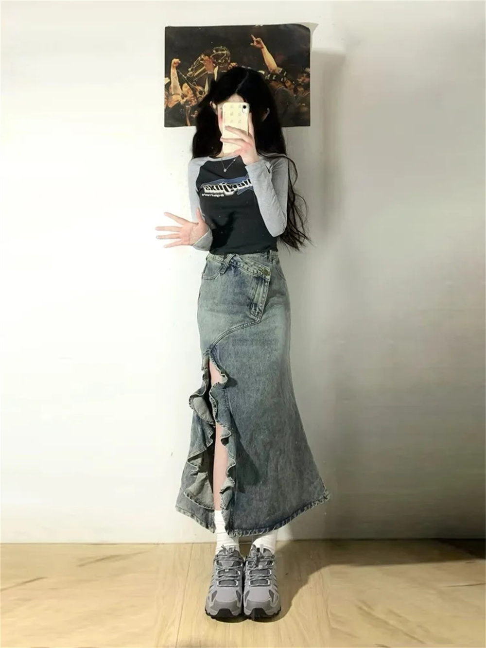 春夏韓国レトロ女性デニムスカートファッションデザイン不規則な - Denim Skirt Midi Vintage のレビューと価格