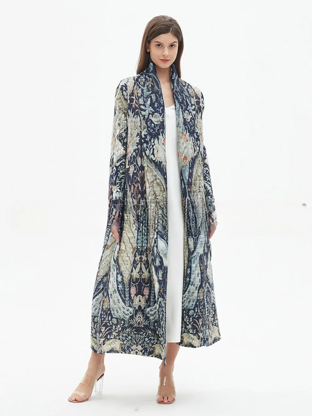 ミヤケプリーツアバヤ ヴィンテージプリント 長袖トレンチカー - Vintage Trench Coat のレビューと価格