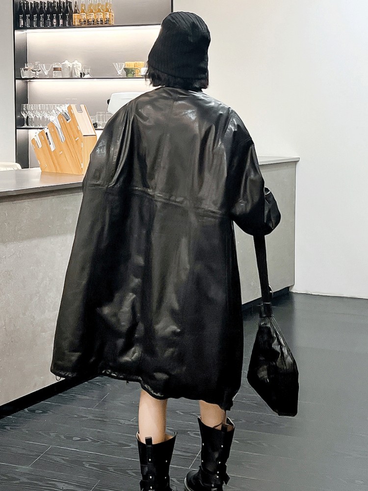 ヴィンテージ女性冬牛革本革ダウンジャケット厚く暖かいロングト - Vintage Trench Coat のレビューと価格
