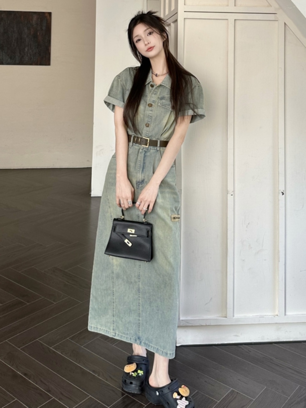プラスサイズヴィンテージアメリカンスタイルデニムドレス女性の - Denim Skirt Midi Vintage のレビューと価格