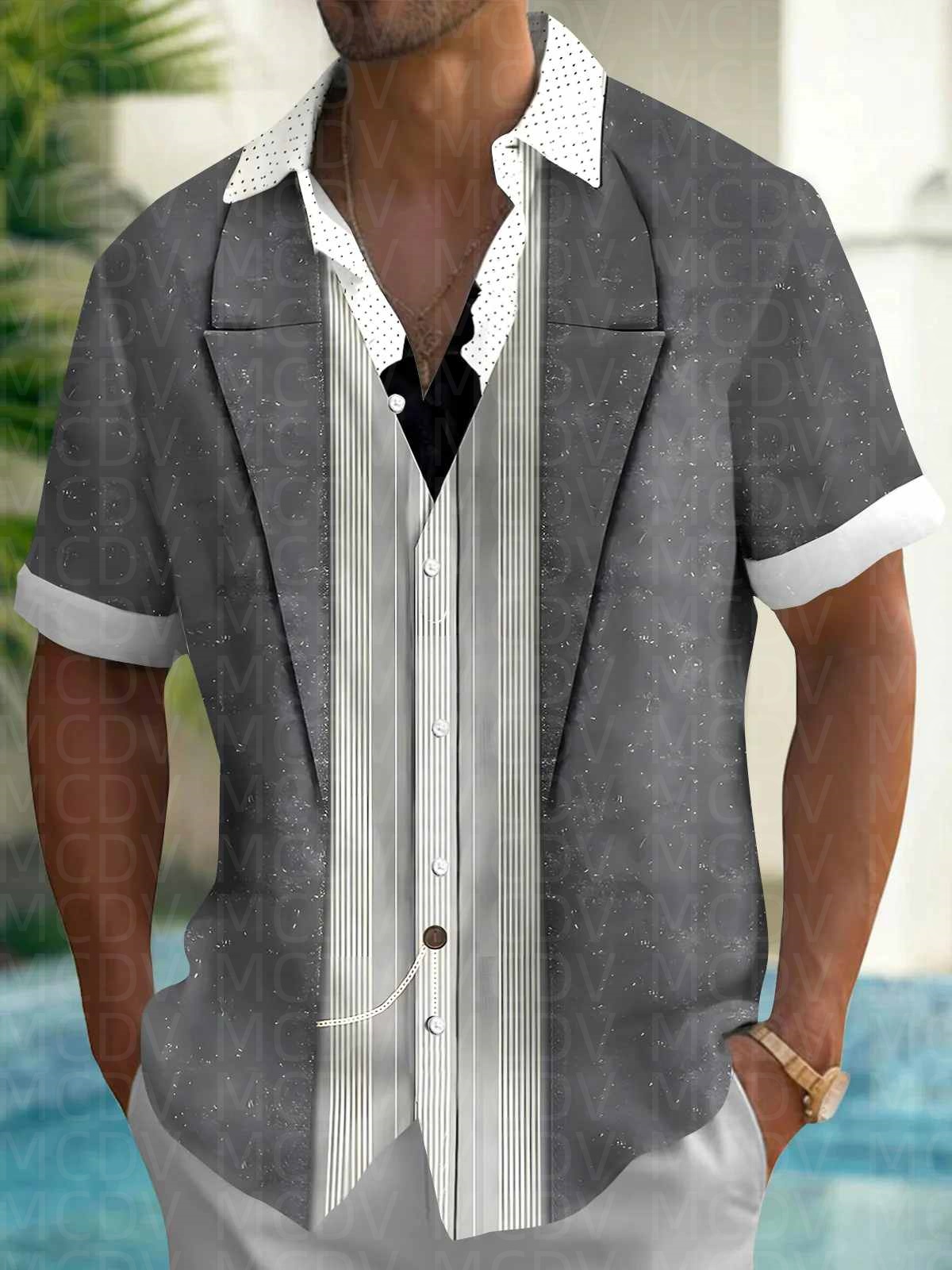 ボウリング柄メンズハワイアンシャツ ストレッチイージーケアキ - Bowling Shirt Camp のレビューと価格