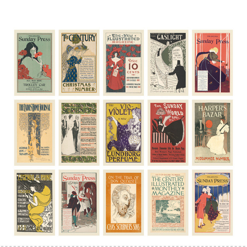 15 枚ヴィンテージポストカードファッション雑誌カバーグリー - Vintage Fashion Magazine Covers のレビューと価格