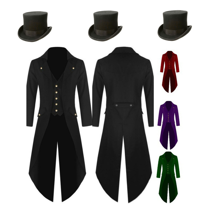 プラスサイズ 5XL メンズ中世スチームパンク衣装ヴィンテー - Vintage Trench Coat のレビューと価格