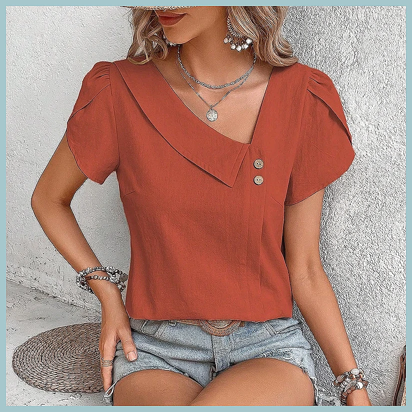 2024年夏 ヴィンテージ風 無地ブラウス レディース エレ - Vintage Women Fashion のレビューと価格