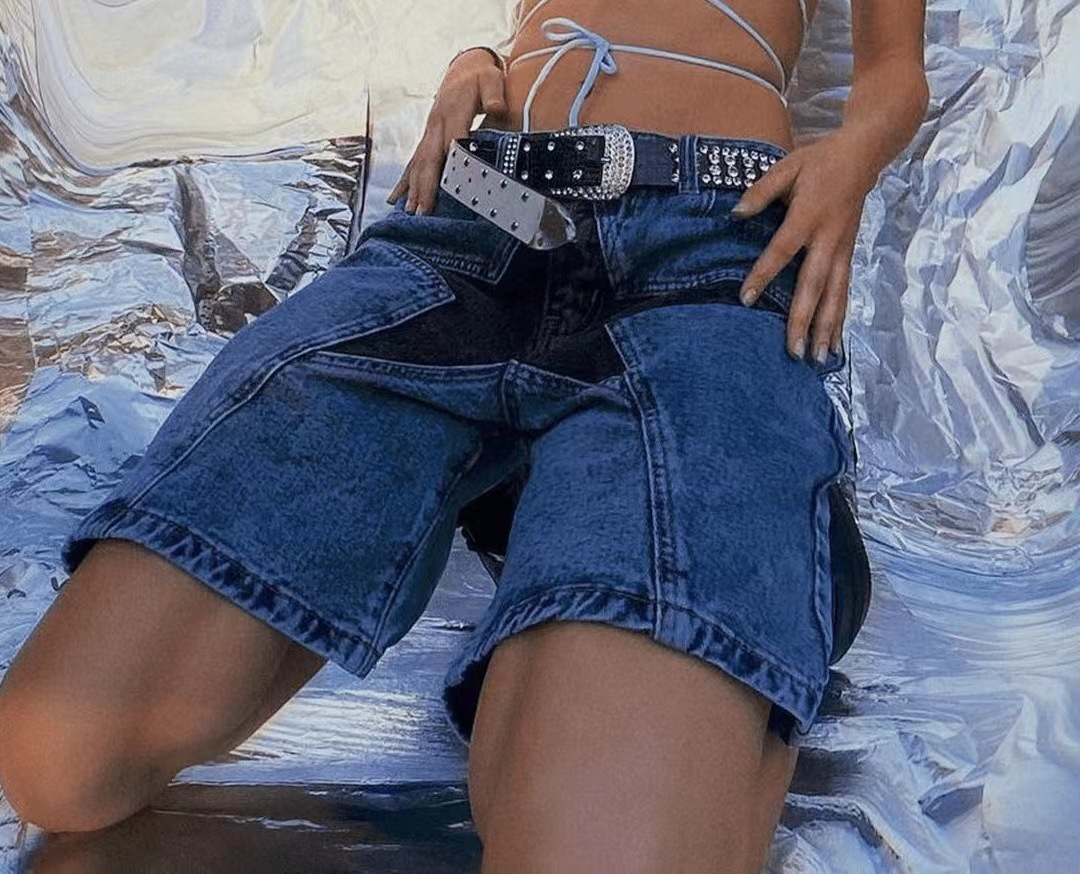 星柄パッチワーク女性用ショートジーンズヴィンテージデニムバミ - Vintage Fashion Jeans のレビューと価格